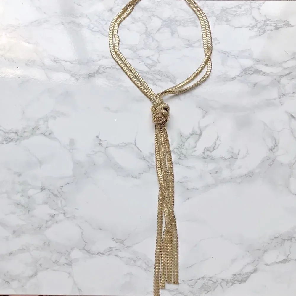 2/$30 HOST PICK!!!Gold Knot Long Chain Necklace